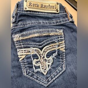 Rock Revival Boris Bootcut Jeans Womens Size 27 x 28.5‎ Embellished Pockets